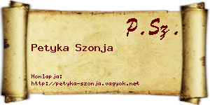 Petyka Szonja névjegykártya